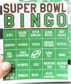 super bowl bingo card